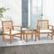 Costway 3 PCS Outdoor Furniture Set Acacia Wood Conversation Set with Soft Seat Cushions White/Grey/Navy